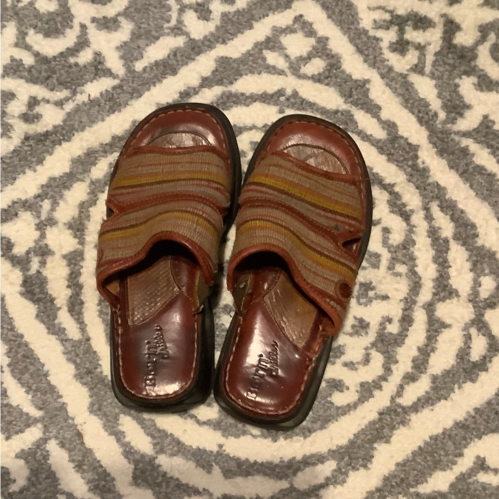 Well worn and well loved Boho slides by Born - Picture 2 of 4